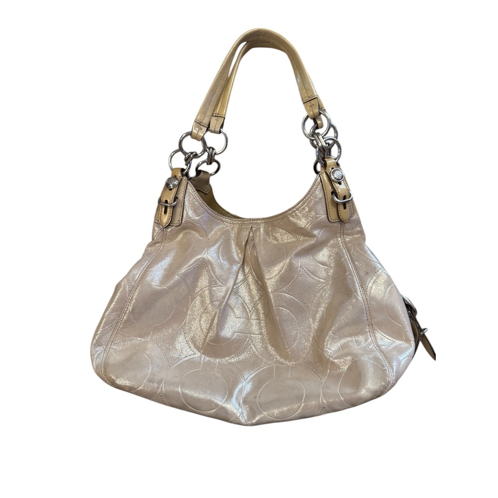 Coach Maggie‎ Shimmer Hobo Champagne Gold 15727 Y2K Metallic Sateen Leather